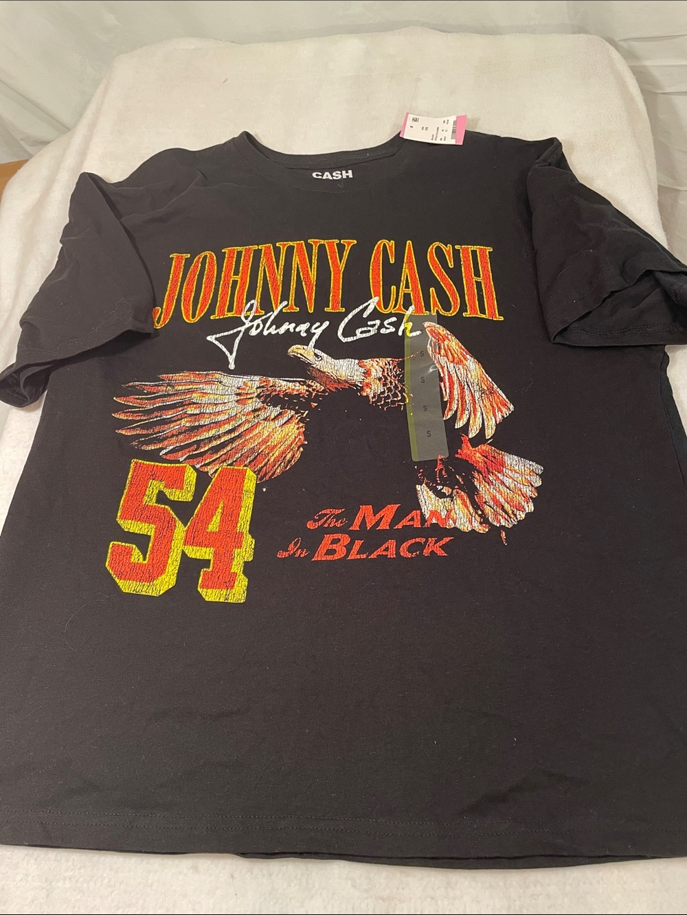 Johnny Cash 100% Cotton Black Graphic Short-Sleeve with Yellow and Red Accents